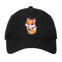 Anime Fox Drinking Bubble Tea Kawaii Adjustable Cap | Artistshot