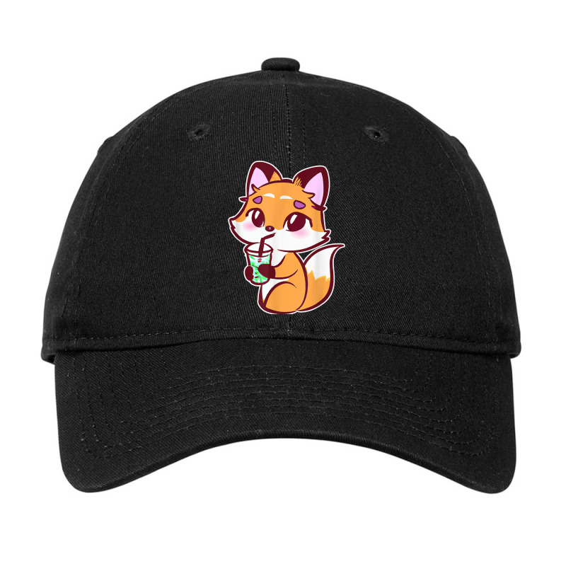 Anime Fox Drinking Bubble Tea Kawaii Adjustable Cap by Renew | Artistshot