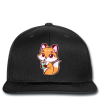 Anime Fox Drinking Bubble Tea Kawaii Printed Hat | Artistshot