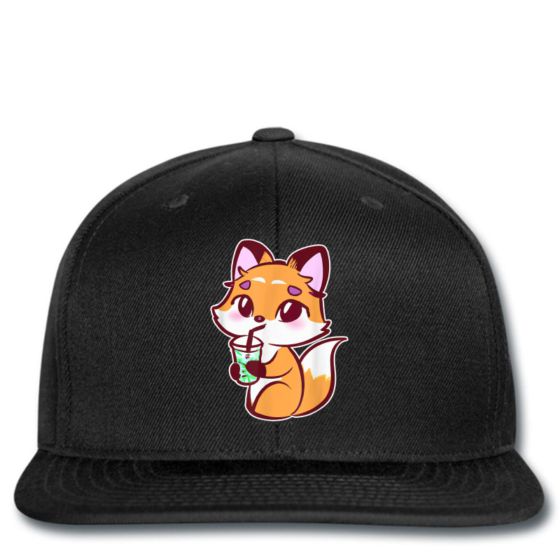 Anime Fox Drinking Bubble Tea Kawaii Printed hat by Renew | Artistshot