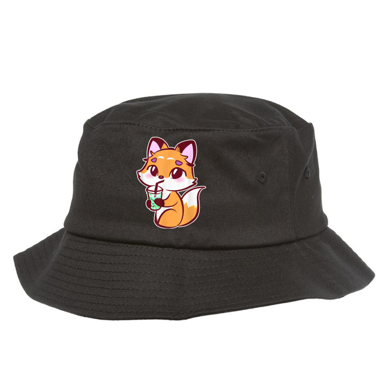 Anime Fox Drinking Bubble Tea Kawaii Bucket Hat by Renew | Artistshot