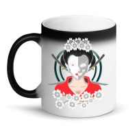 Girl Japanese Samurai Vintage Samurai Cat Geisha Art Graphic Pullover Magic Mug | Artistshot