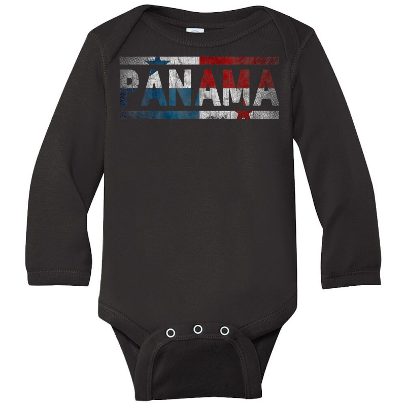 Panama Retro Flag T Shirt Panamanian Distressed Graphic T Shirt Long Sleeve Baby Bodysuit by cm-arts | Artistshot