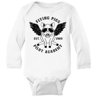 Flying Pigs Academy Long Sleeve Baby Bodysuit | Artistshot