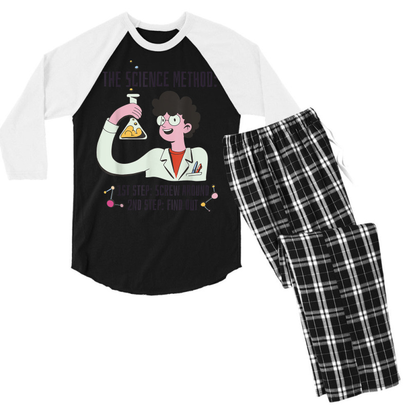 Funny Science Scientist Chemist Screw Around Find Out Method Men's 3/4 Sleeve Pajama Set | Artistshot