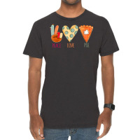 Peace Love Pie Food Fall Turkey Hand Sign Thanksgiving Party Vintage T-shirt | Artistshot