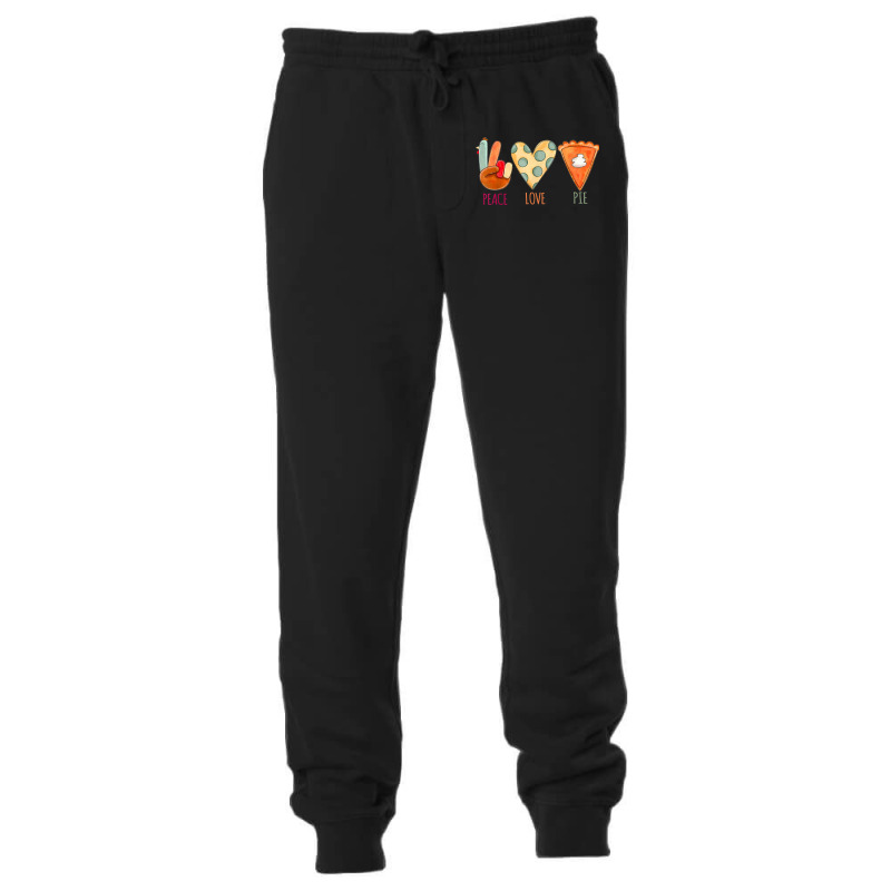 Peace Love Pie Food Fall Turkey Hand Sign Thanksgiving Party Unisex Jogger | Artistshot