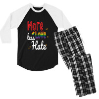 More Love Less Hate Lgbt Men's 3/4 Sleeve Pajama Set | Artistshot