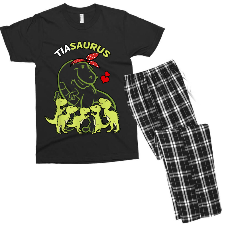 Tiasaurus Tia 5 Kids Dinosaur Aunt Auntie Tita Men's T-shirt Pajama Set | Artistshot