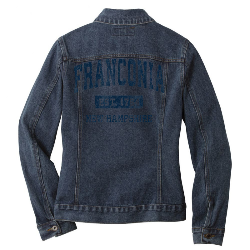 Franconia New Hampshire Nh Vintage Athletic Sports Design Ladies Denim Jacket by Fashlaza | Artistshot