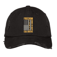 Freedom Comes In Many Calibers Funny Pro Gun Usa Flag Vintage Cap | Artistshot