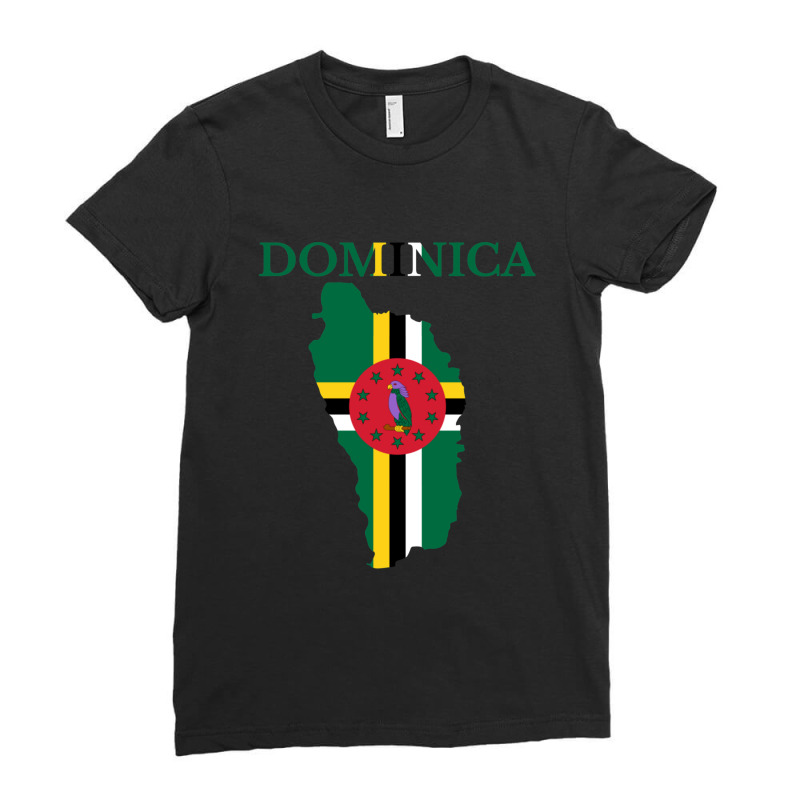 Dominica Flag Map Ladies Fitted T-Shirt by OrlandoChase | Artistshot