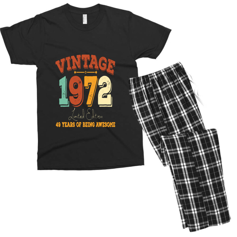 Vintage 1972, 50th Birthday Gift Men's T-shirt Pajama Set | Artistshot