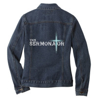 The Sermonator Pastor Appreciation Christian Cross Fun Gift Ladies Denim Jacket | Artistshot