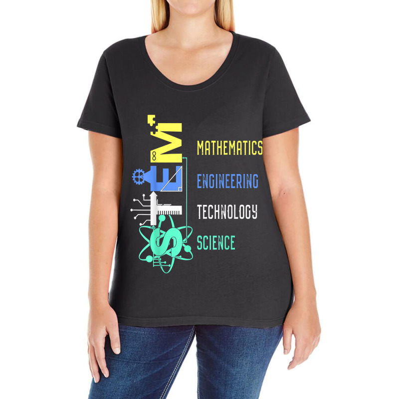 Stem Education Science Teacher Math Engineer Technology Ladies Curvy T-Shirt by TysonBoyer | Artistshot