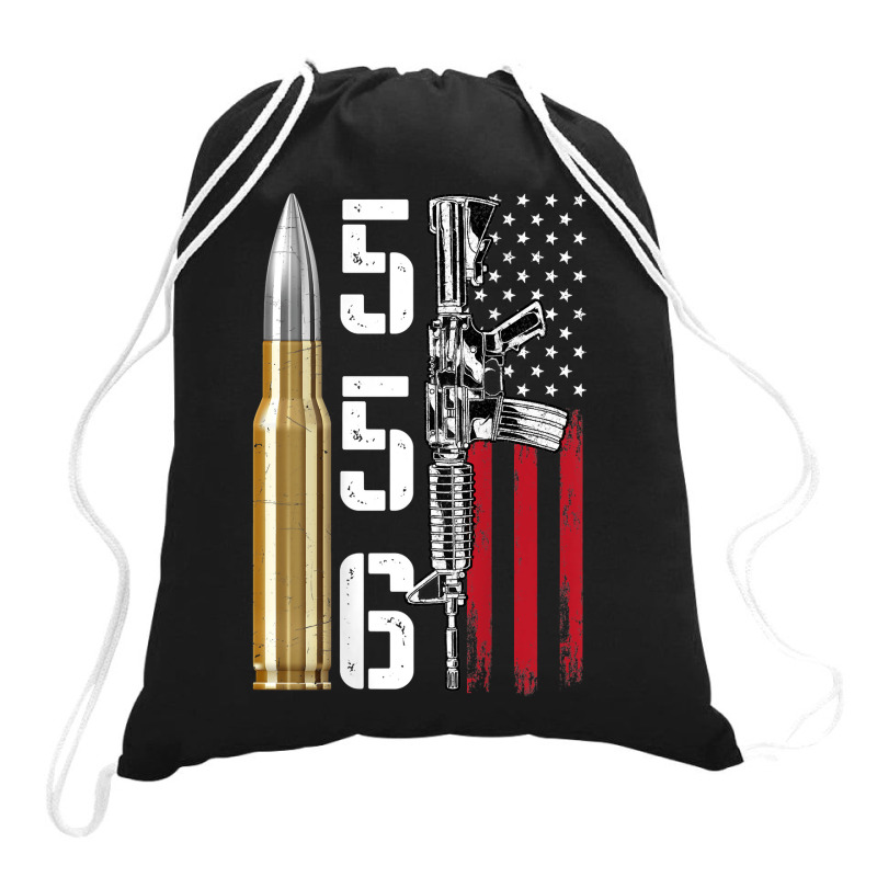 Ar-15 American Flag, Ar15 Rifle Sling Gift Gun Owner Back Drawstring Bags by rayhenault | Artistshot