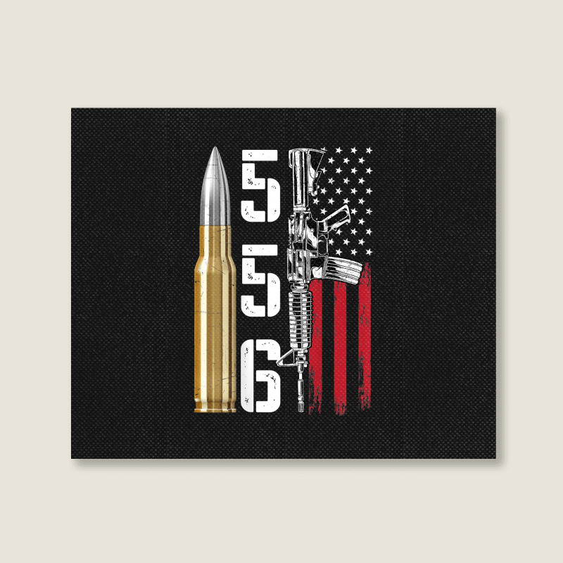 Ar-15 American Flag, Ar15 Rifle Sling Gift Gun Owner Back Landscape Canvas Print by rayhenault | Artistshot