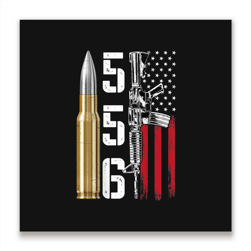 Ar-15 American Flag, Ar15 Rifle Sling Gift Gun Owner Back Metal Print Square by rayhenault | Artistshot