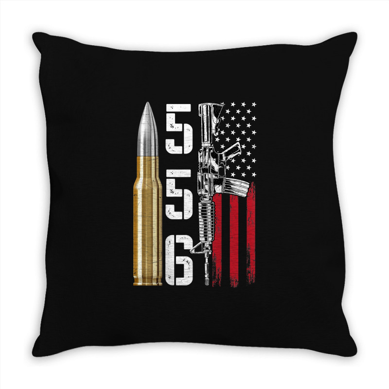 Ar-15 American Flag, Ar15 Rifle Sling Gift Gun Owner Back Throw Pillow by rayhenault | Artistshot