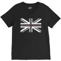 Distressed Black And White British Flag Great Britain Flag T Shirt V-neck Tee | Artistshot