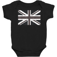 Distressed Black And White British Flag Great Britain Flag T Shirt Baby Bodysuit | Artistshot