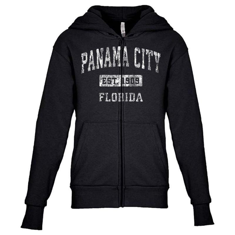 Panama City Florida Fl Vintage Established Sports Design Zip Hoodie Youth Zipper Hoodie by cm-arts | Artistshot