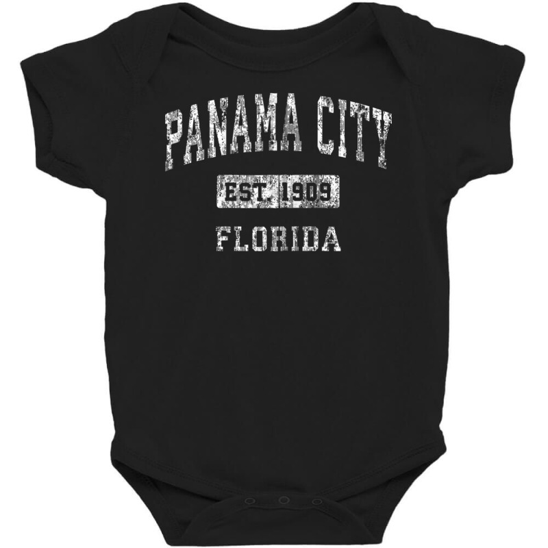 Panama City Florida Fl Vintage Established Sports Design Zip Hoodie Baby Bodysuit by cm-arts | Artistshot