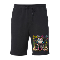 Mexican Calavera Sugar Skull Sloth Dia De Muertos Halloween Fleece Short | Artistshot