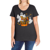 Trick Or Treat Halloween Pumpkin Ghost Halloween Costume Ladies Curvy T-shirt | Artistshot