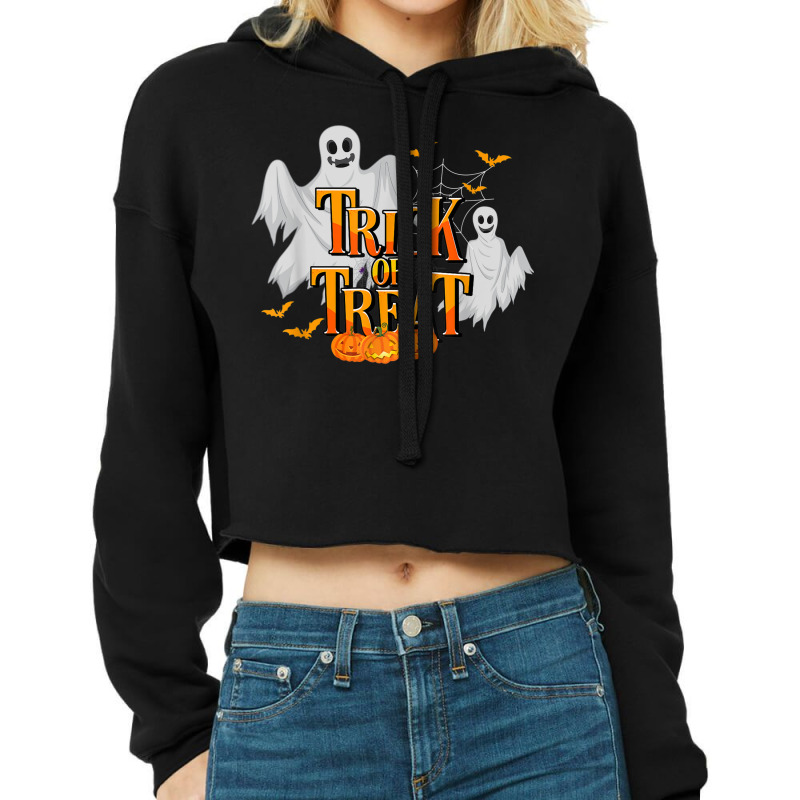 Trick Or Treat Halloween Pumpkin Ghost Halloween Costume Cropped Hoodie by Complete | Artistshot