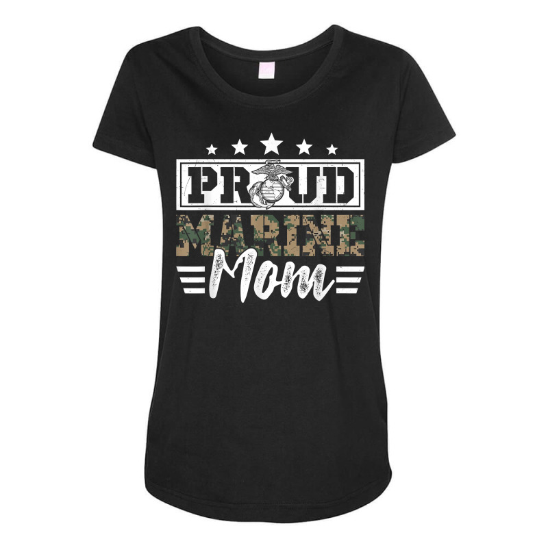 Proud Marine Military Veteran Mom Mama Mommy Mother's Day T Shirt Maternity Scoop Neck T-shirt by cm-arts | Artistshot