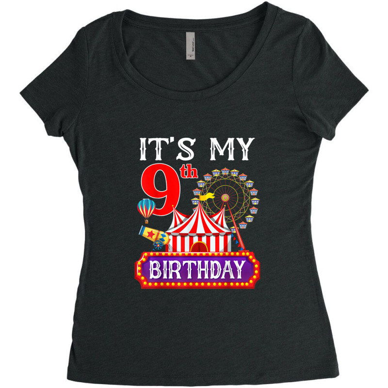 It's My 9th Birthday Ringmaster Circus Theme Carnival Bday Women's Triblend Scoop T-shirt by RandiCrystalGraber | Artistshot