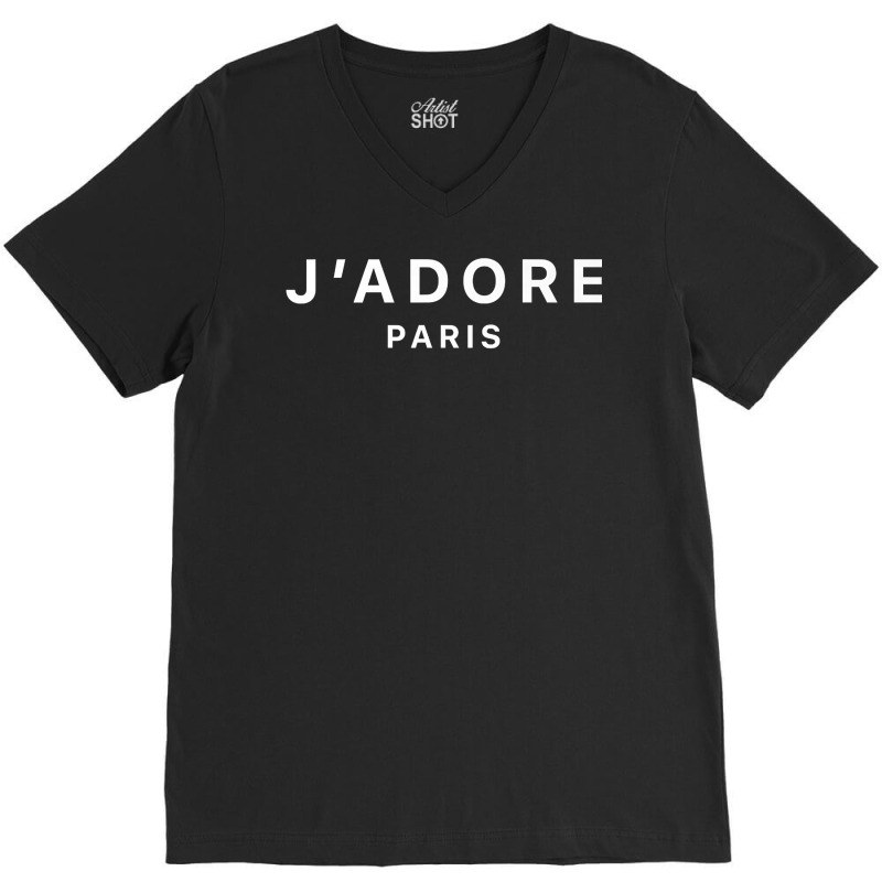 I Love Paris J Adore Paris France Black Graphic T Shirt V-Neck Tee by cm-arts | Artistshot