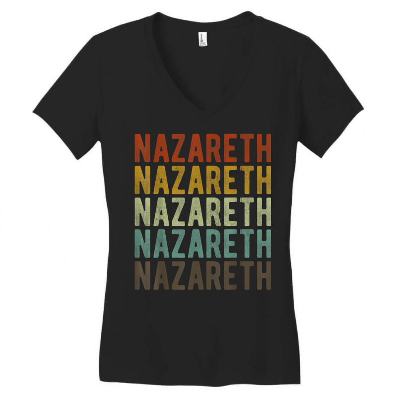 Nazareth City Israel Retro Women's V-Neck T-Shirt by Fashlaza | Artistshot