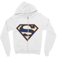 Navy And Orange Shield Zipper Hoodie | Artistshot