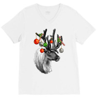 Reindeer With V-neck Tee | Artistshot