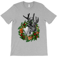 Reindeer With Christmas Wreath T-shirt | Artistshot