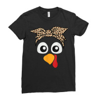 Turkey Face Leopard Headband Womens Thanksgiving Pilgrim T Shirt Ladies Fitted T-shirt | Artistshot