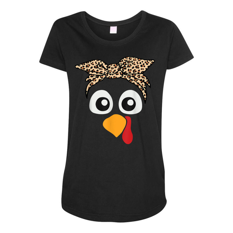 Turkey Face Leopard Headband Womens Thanksgiving Pilgrim T Shirt Maternity Scoop Neck T-shirt by cm-arts | Artistshot