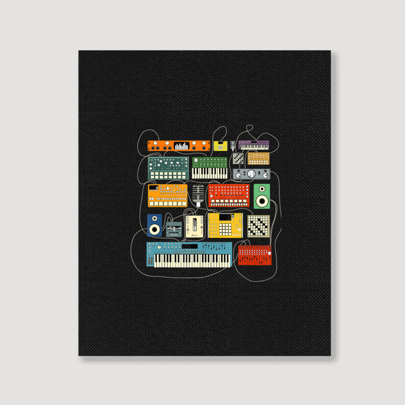 Synthesizer And Drum Machine For Electronic Musician Portrait Canvas Print | Artistshot