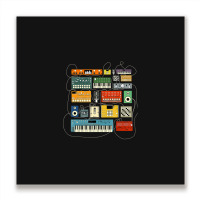 Synthesizer And Drum Machine For Electronic Musician Metal Print Square | Artistshot