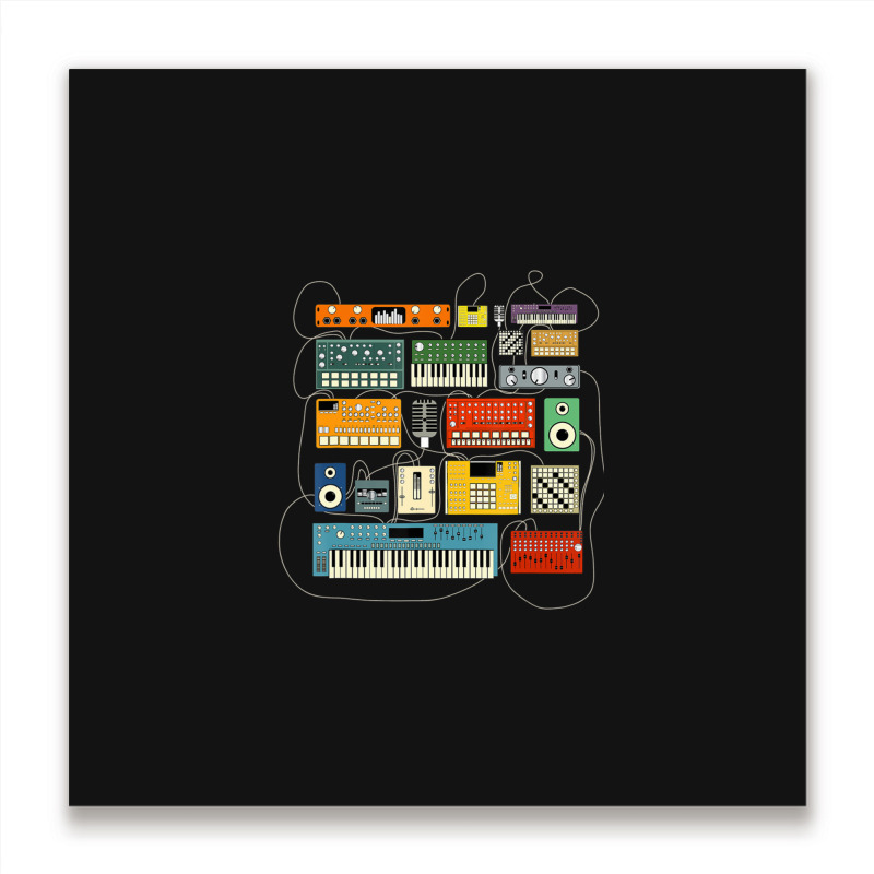 Synthesizer And Drum Machine For Electronic Musician Metal Print Square | Artistshot