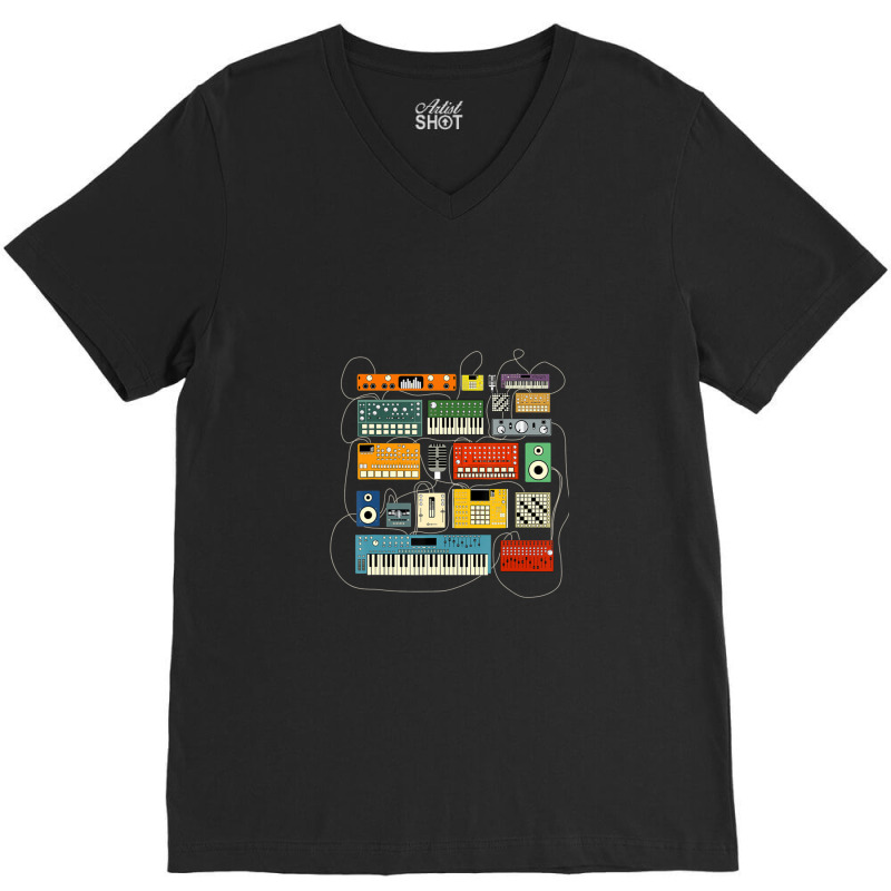 Synthesizer And Drum Machine For Electronic Musician V-neck Tee | Artistshot