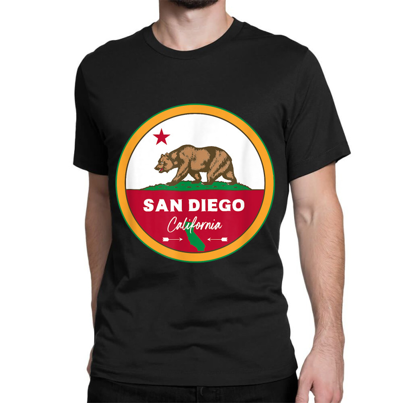 I Love San Diego California Ca Flag And Bear Badge Classic T-shirt by JamesPlyler | Artistshot