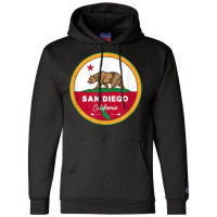 I Love San Diego California Ca Flag And Bear Badge Champion Hoodie | Artistshot