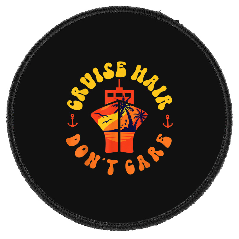 Cruise Ship Vacation Girl Cruise Hair Don't Care Round Patch | Artistshot