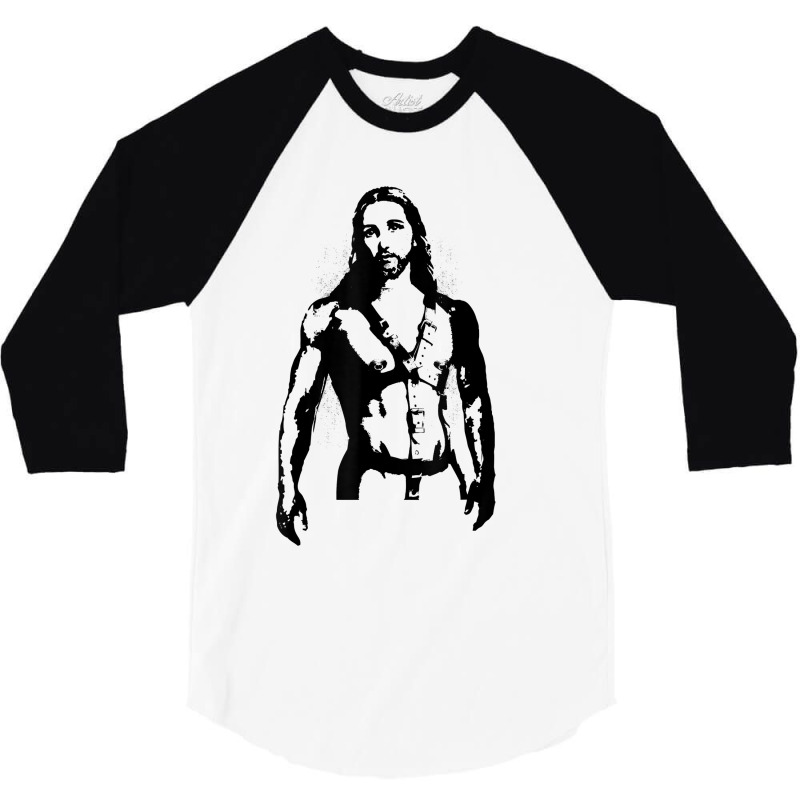 Sexy Jesus In Bdsm Harness Gay Pride 3/4 Sleeve Shirt | Artistshot