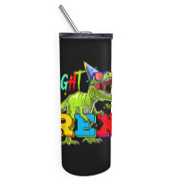 Kids Eight Rex 8th Birthday Gifts Eighth Dinosaur 8 Year Old Boy Skinny Tumbler | Artistshot