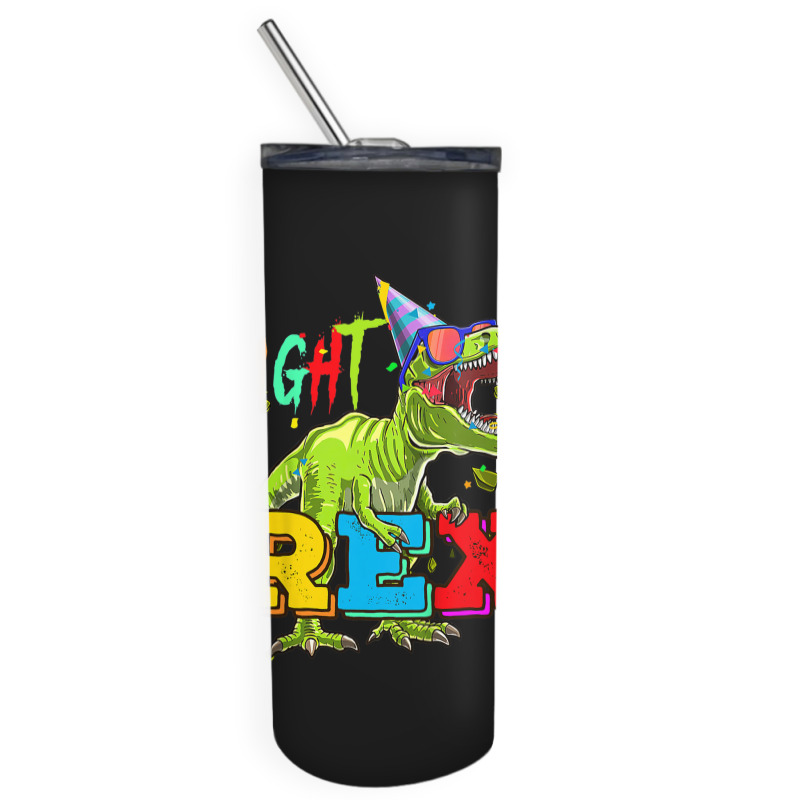 Kids Eight Rex 8th Birthday Gifts Eighth Dinosaur 8 Year Old Boy Skinny Tumbler | Artistshot