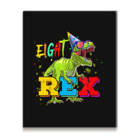 Kids Eight Rex 8th Birthday Gifts Eighth Dinosaur 8 Year Old Boy Metal Print Vertical | Artistshot